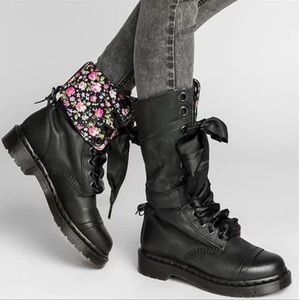 Dr. Martens Black Floral Combat Boots